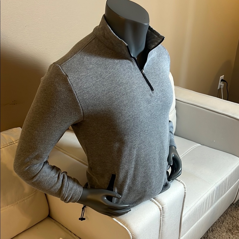 GAP Men’s Gray Long Sleeve Quarter Zip Polo Shirt Size Medium - Picture 2 of 9